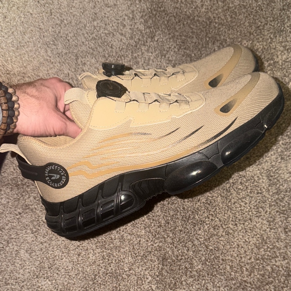 Men's Tan Athletic Trainer with Black Sole & Steel Toe